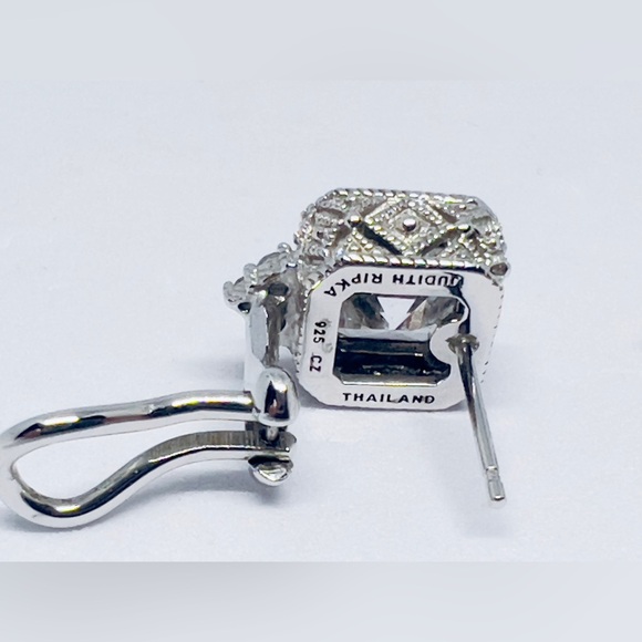 Judith Ripka 925 Sterling Silver Asscher Cut CZ Lever Back Pierced Earrings - Picture 8 of 15